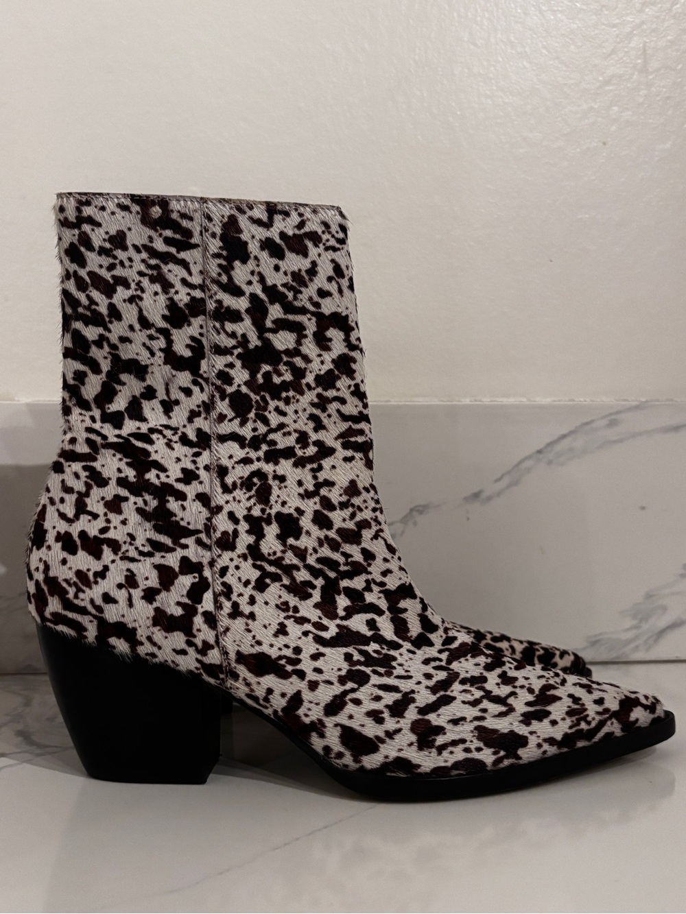Women's Cowhide Print Ankle Boots - Black & White Matisse Size 6